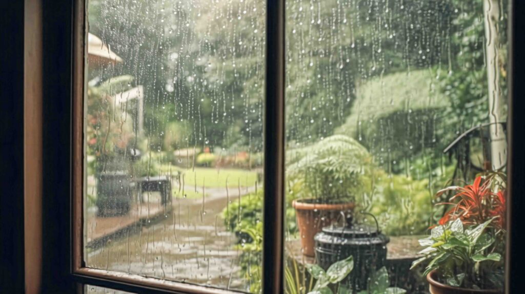 Regen an Fenster