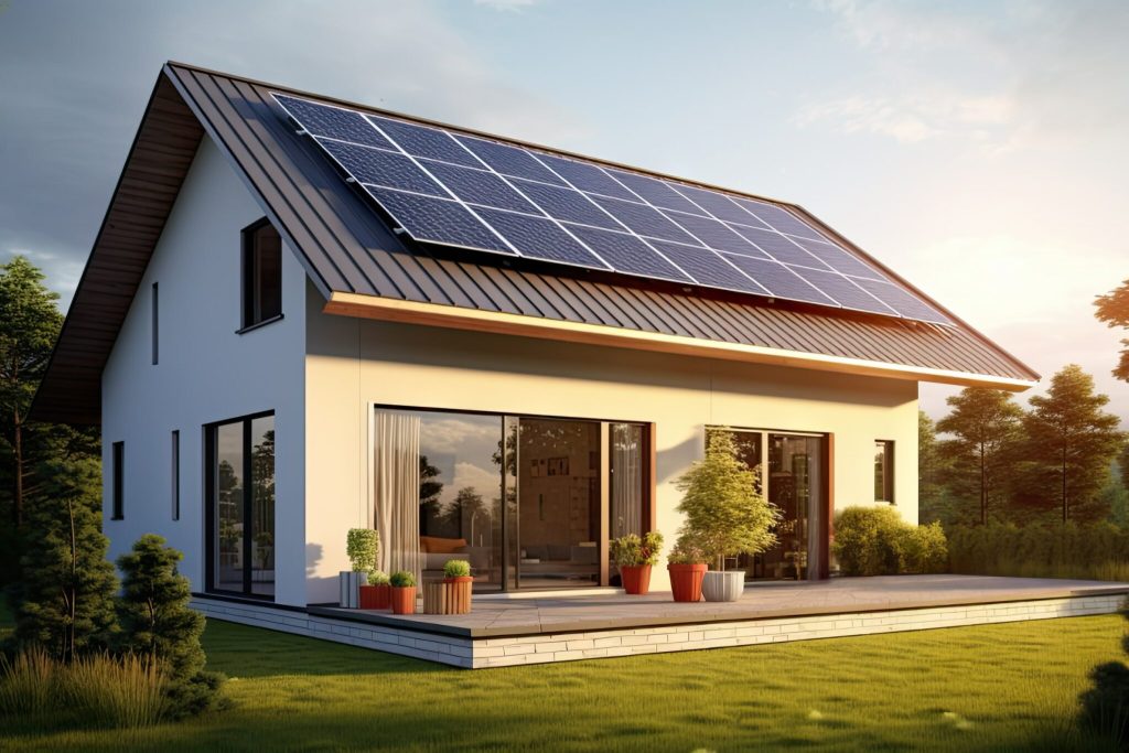 Einfamilienhaus mit Solaranlage auf dem Dach