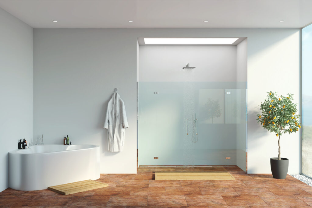 modernes Badezimmer mit Regendusche